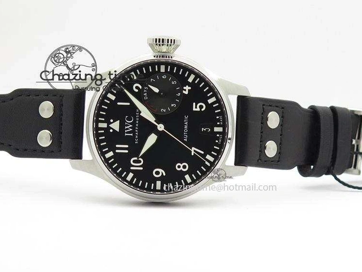 MIROTIME 0218 GoodFit Big Pilot Real PR IW500912 ZF Best Edition Black Dial On Black Leather Strap A 7287